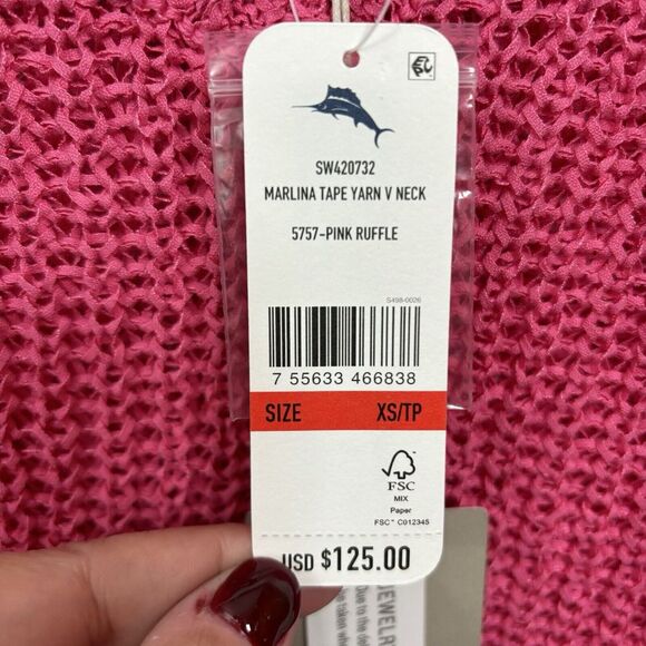 Tommy Bahama Womens Marlina Tape Yarn Oversized Top Pink Size XS $125 NEW - Picture 6 of 8